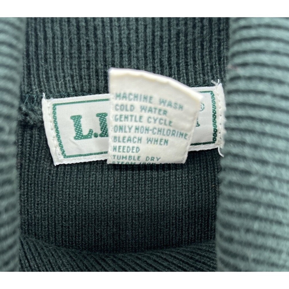 Vintage LL Bean Women's Cotton Sweater Size Medium Hunter Green - Picture 5 of 8